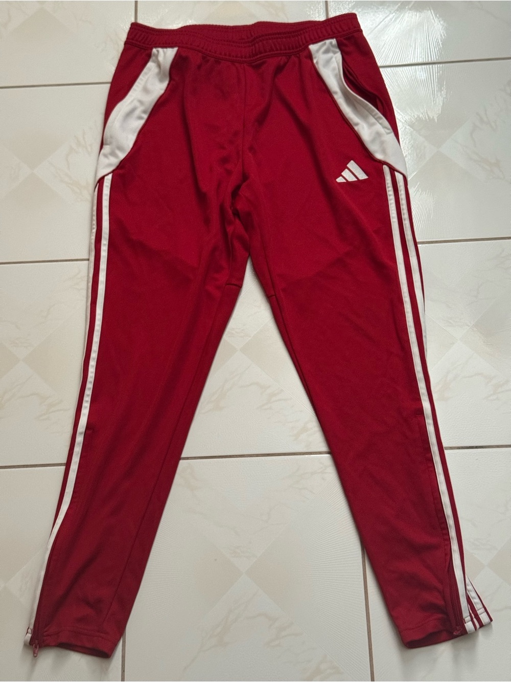 adidas Red Jogger Sweatpants with White Stripes